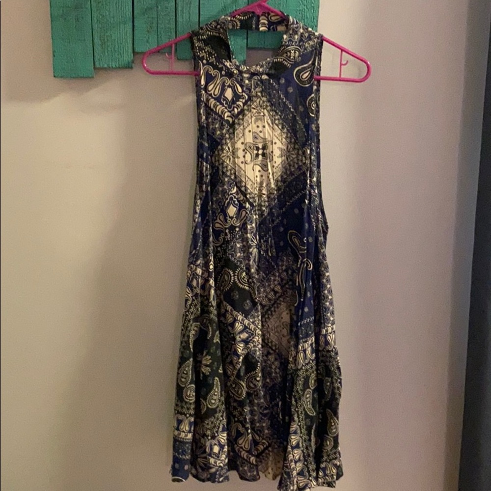 Navy and cream open back dress from Free People